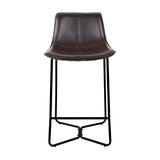 Artiss Set of 2 PU Leather Metal Bar Stools - Brown and Black