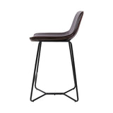 Artiss Set of 2 PU Leather Metal Bar Stools - Brown and Black