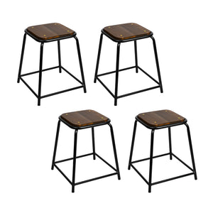 Artiss Set of 4 Pine Wood Bar Stools - Black and Brown