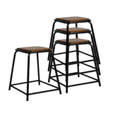 Artiss Set of 4 Pine Wood Bar Stools - Black and Brown