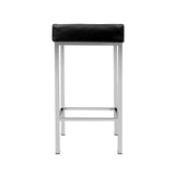 Artiss Set of 2 PU Leather Backless Bar Stools - Black and Chrome