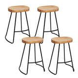 Artiss Set of 4 Elm Wood Backless Bar Stools 65cm - Black and Light Natural