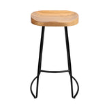 Artiss Set of 2 Elm Wood Backless Bar Stools 75cm - Black and Light Natural