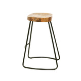 Artiss Set of 4 Elm Wood Backless Bar Stools 75cm - Black and Light Natural