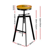 Artiss Adjustable Height Swivel Bar Stool - Black and Wood