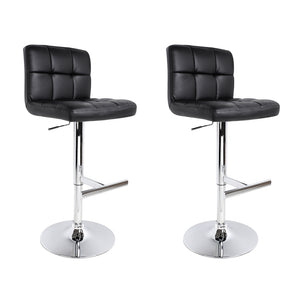 Artiss Set of 2 PU Leather Gas Lift Bar Stools - Black