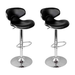 Artiss Set of 2 Bar Stools PU Leather Gas Lift - Black