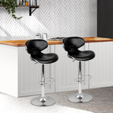 Artiss Set of 2 Bar Stools PU Leather Gas Lift - Black