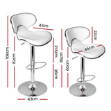 Artiss Set of 2 Bar Stools PU Leather Gas Lift - White