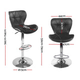 Artiss Set of 4 PU Leather Patterned Bar Stools - Black and Chrome