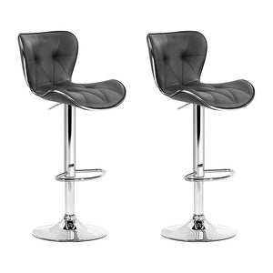 Artiss Set of 2 PU Leather Patterned Bar Stools - Grey and Chrome