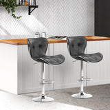 Artiss Set of 2 PU Leather Patterned Bar Stools - Grey and Chrome