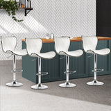 Artiss Set of 4 PU Leather Patterned Bar Stools - White and Chrome