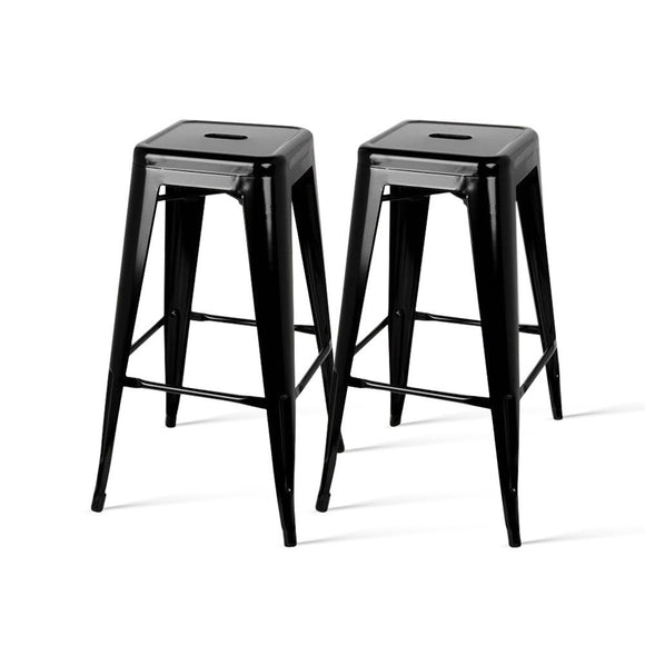 Artiss Set of 2 Metal Backless Stools - Black