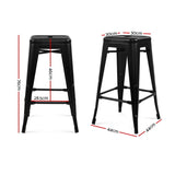 Artiss Set of 2 Metal Backless Stools - Black