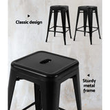 Artiss Set of 2 Metal Backless Stools - Black