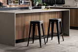 Artiss Set of 2 Metal Backless Stools - Black