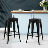 Artiss Set of 2 Metal Backless Stools - Black