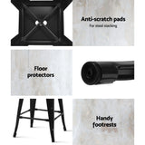 Artiss Set of 4 Replica Tolix Bar Stools Metal Bar Stool Kitchen Chairs 76cm Black