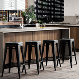 Artiss Set of 4 Replica Tolix Bar Stools Metal Bar Stool Kitchen Chairs 76cm Black