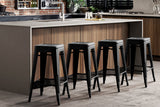 Artiss Set of 4 Replica Tolix Bar Stools Metal Bar Stool Kitchen Chairs 76cm Black