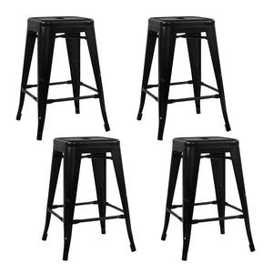 Artiss Set of 4 Metal Backless Bar Stools - Black