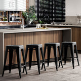 Artiss Set of 4 Metal Backless Bar Stools - Black