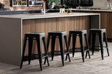 Artiss Set of 4 Metal Backless Bar Stools - Black