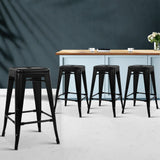 Artiss Set of 4 Metal Backless Bar Stools - Black