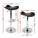 Artiss Set of 2 Gas Lift Bar Stools PU Leather - Black and Chrome