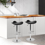 Artiss Set of 2 Gas Lift Bar Stools PU Leather - Black and Chrome