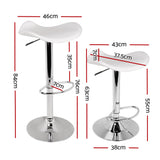 Artiss Set of 2 Gas Lift Bar Stools PU Leather - White and Chrome