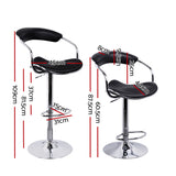 Artiss Set of 2 PU Leather Bar Stools- Chrome and Black