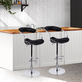 Artiss Set of 2 PU Leather Bar Stools- Chrome and Black