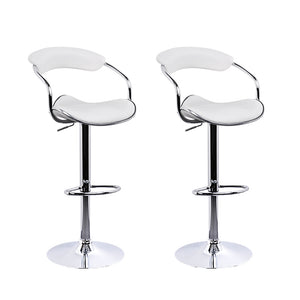 Artiss Set of 2 PU Leather Bar Stools- Chrome and White