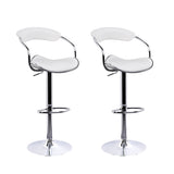 Artiss Set of 2 PU Leather Bar Stools- Chrome and White