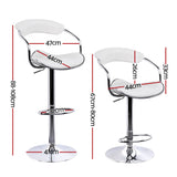 Artiss Set of 2 PU Leather Bar Stools- Chrome and White