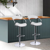 Artiss Set of 2 PU Leather Bar Stools- Chrome and White