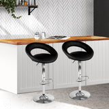 Artiss Set of 2 PU Leather Gas Lift Bar Stools - Chrome and Black