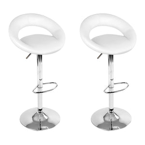 Artiss Set of 2 PU Leather Gas Lift Bar Stools - Chrome and White