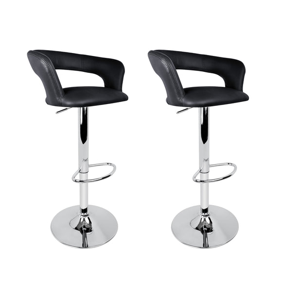 Artiss Set of 2 Gas Lift Swivel Bar Stool PU Leather - Chrome and Black