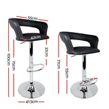 Artiss Set of 2 Gas Lift Swivel Bar Stool PU Leather - Chrome and Black