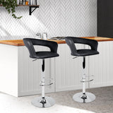 Artiss Set of 2 Gas Lift Swivel Bar Stool PU Leather - Chrome and Black