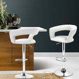 Artiss 2x Gas Lift Bar Stools Swivel Chairs Leather Chrome White