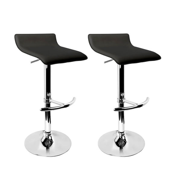 Artiss Set of 2 PU Leather Wave Style Bar Stools - Black