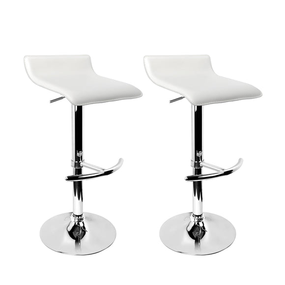 Artiss Set of 2 PU Leather Wave Style Bar Stools - White