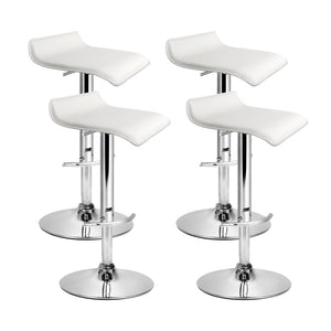 Artiss Set of 4 PU Leather Wave Style Bar Stools - White