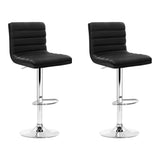 Artiss Set of 2 PU Leather Bar Stools Padded Line Style - Black