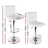 Artiss Set of 2 PU Leather Bar Stools Padded Line Style - White