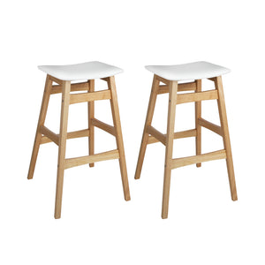 Artiss Set of 2 Padded PU Leather Wooden Bar Stools - White